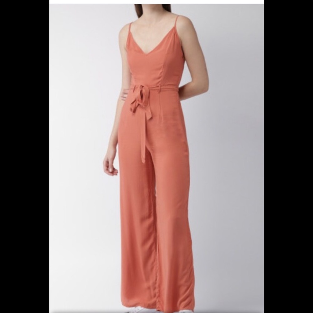 Women Wide Leg Sleeveless Jumpsuit in Coral Sz Large